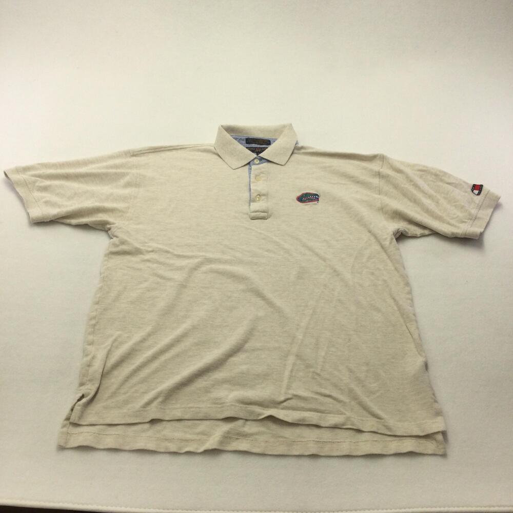 Florida Gators Polo Shirt Mens XL Beige NCAA Golf Tommy Hilfiger Embroidered